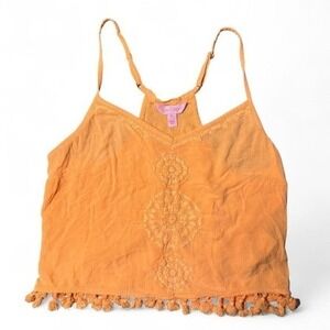 Lilly Pulitzer Melon Crop Tank  Adjustable Straps & Fringe Details Women Size XS